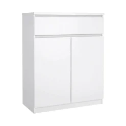 Credenza bianco lucida 80x40x100h cm 2 ante e 1 cassetto - Genziana
