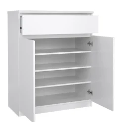 Credenza bianco lucida 80x40x100h cm 2 ante e 1 cassetto - Genziana