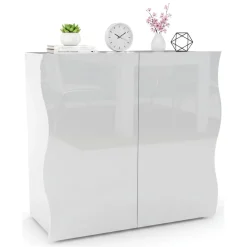 Credenza bianco lucida 90x40x81h cm 2 ante e 2 cassetti - Anifares