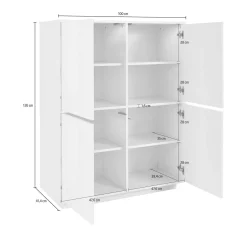 Credenza bianco lucida 100x41x126h cm 4 ante - Ara