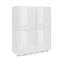 Credenza bianco lucida 100x41x126h cm 4 ante - Ara
