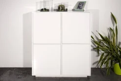 Credenza bianco lucida 100x41x126h cm 4 ante - Ara