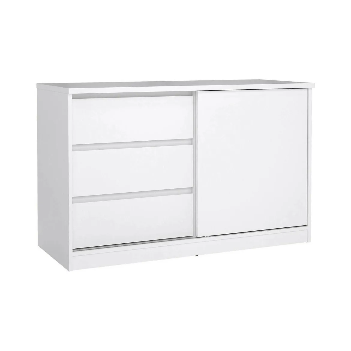 Credenza bianco lucida 118x50x75h cm 1 anta e 3 cassetti - Bebinca