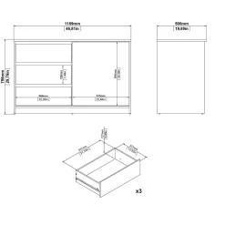 Credenza bianco lucida 118x50x75h cm 1 anta e 3 cassetti - Bebinca
