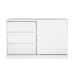 Credenza bianco lucida 118x50x75h cm 1 anta e 3 cassetti - Bebinca