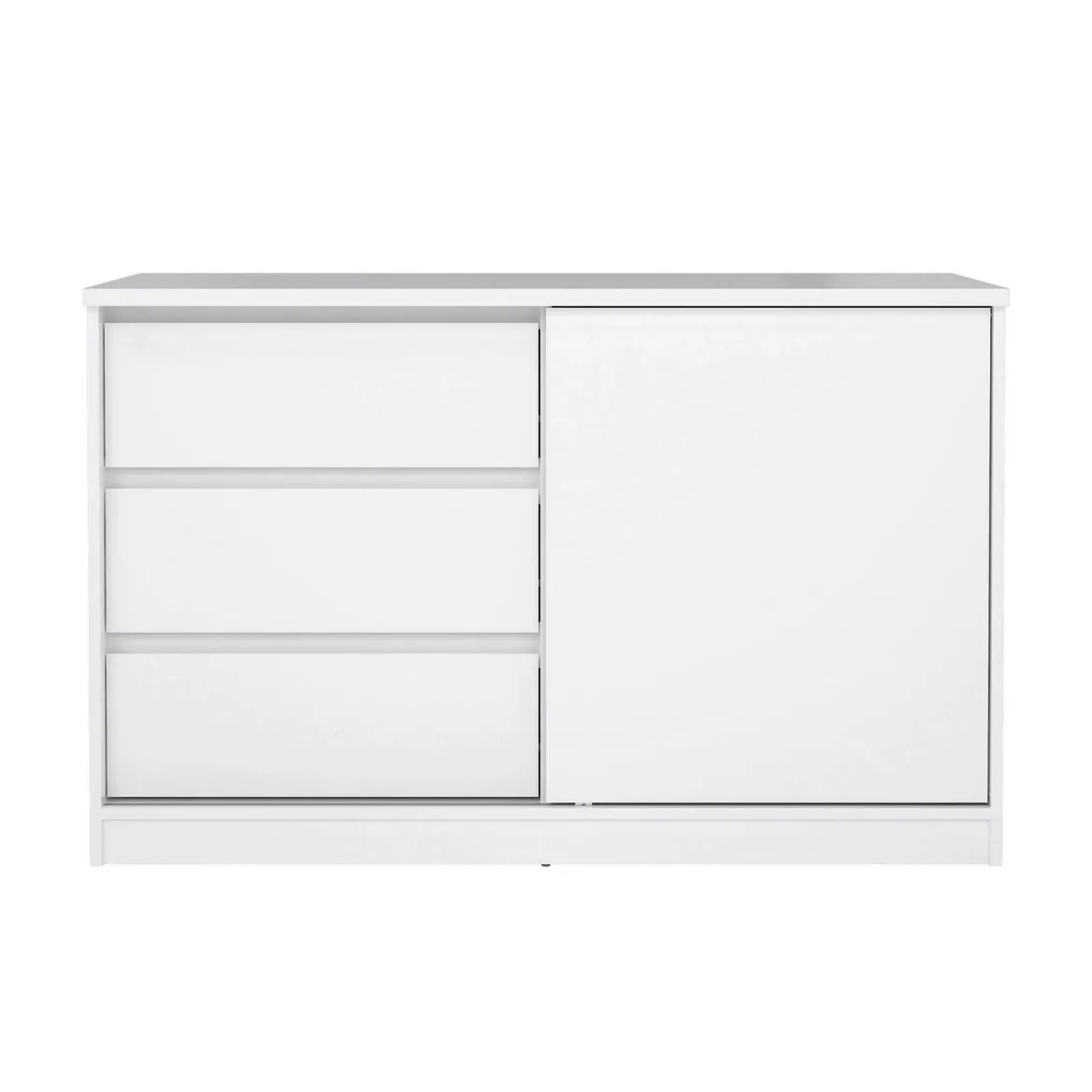 Credenza bianco lucida 118x50x75h cm 1 anta e 3 cassetti - Bebinca