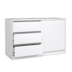 Credenza bianco lucida 118x50x75h cm 1 anta e 3 cassetti - Bebinca