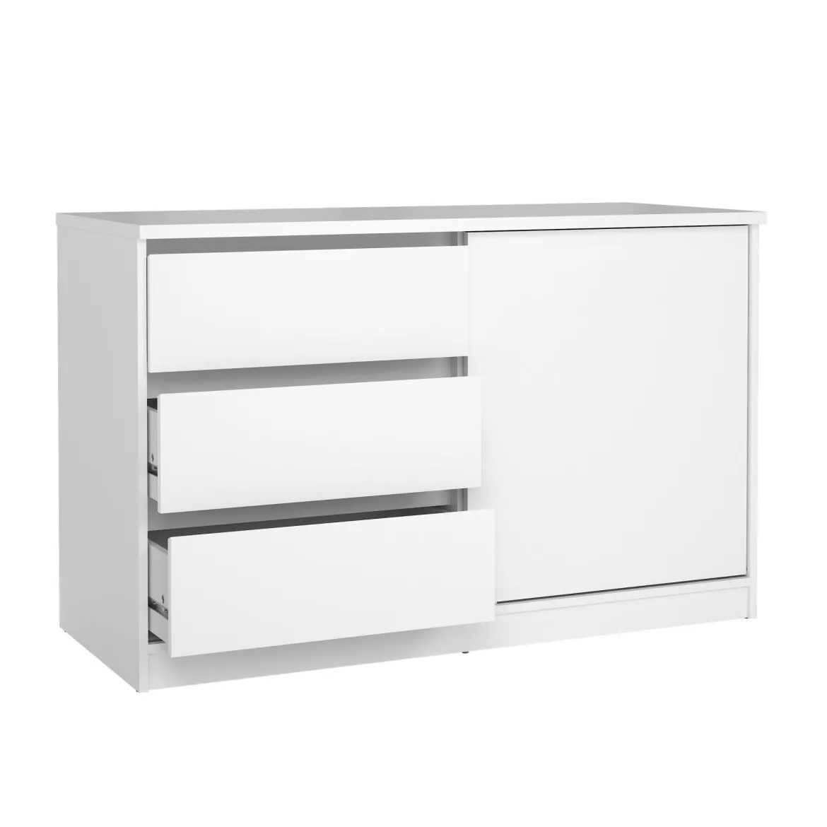 Credenza bianco lucida 118x50x75h cm 1 anta e 3 cassetti - Bebinca