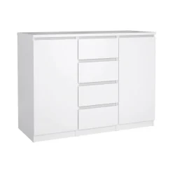 Credenza bianco lucida 120x50x90h cm 2 ante e 4 cassetti - Angelika