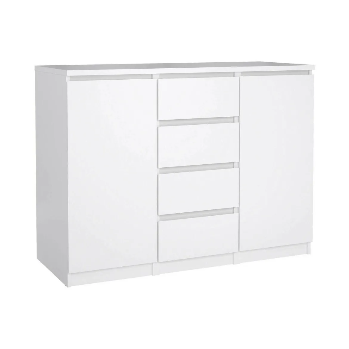 Credenza bianco lucida 120x50x90h cm 2 ante e 4 cassetti - Angelika