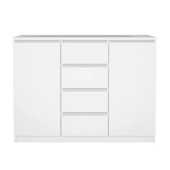 Credenza bianco lucida 120x50x90h cm 2 ante e 4 cassetti - Angelika