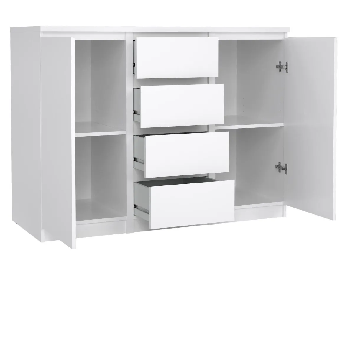 Credenza bianco lucida 120x50x90h cm 2 ante e 4 cassetti - Angelika