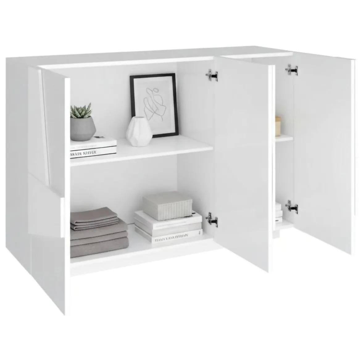 Credenza bianco lucida 121x38x86h cm 3 ante - Axl