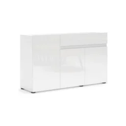 Credenza bianco lucida 135x38x79h cm 3 ante e 1 cassetto - Deodata