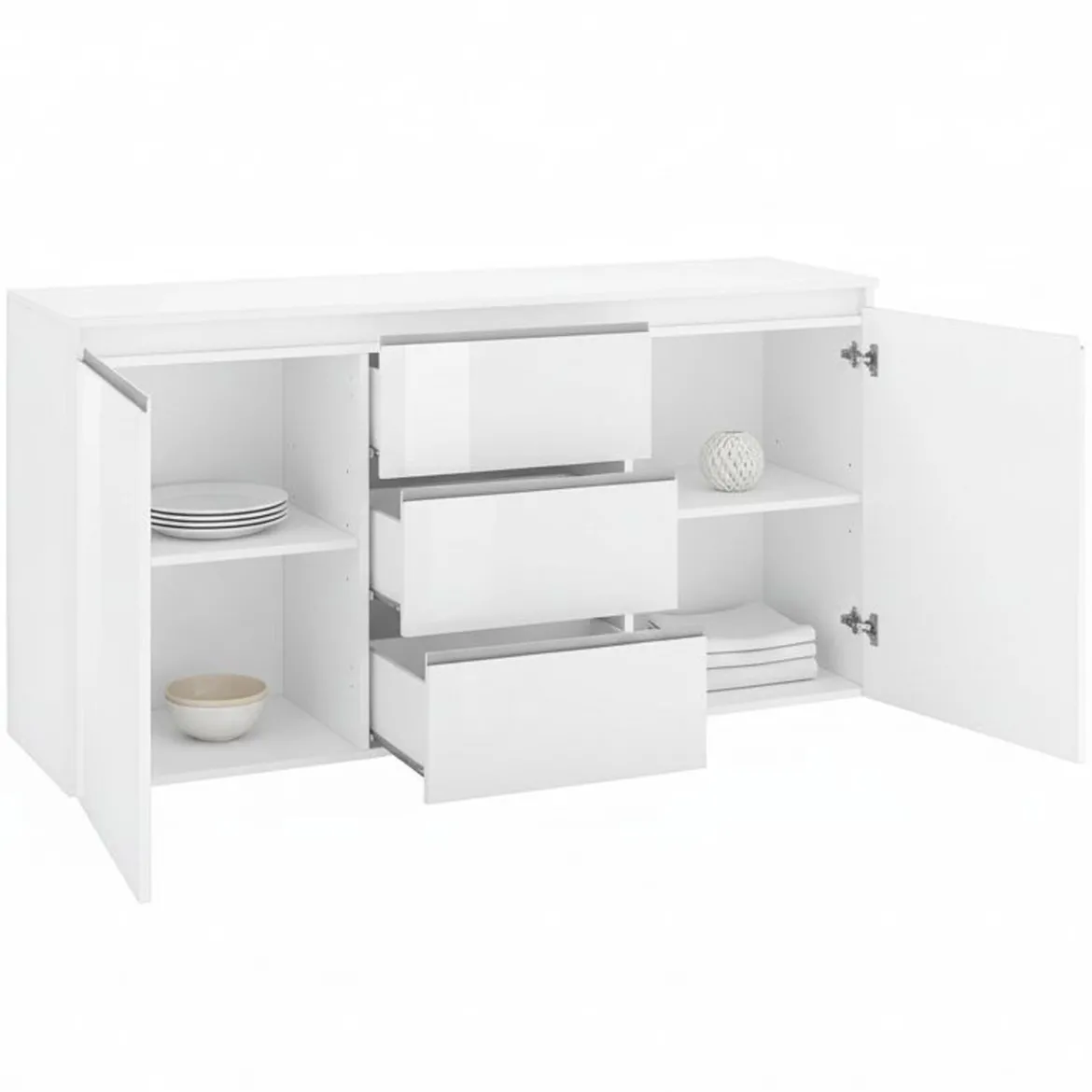 Credenza bianco lucida 150x40x81h cm 3 ante - Andesina