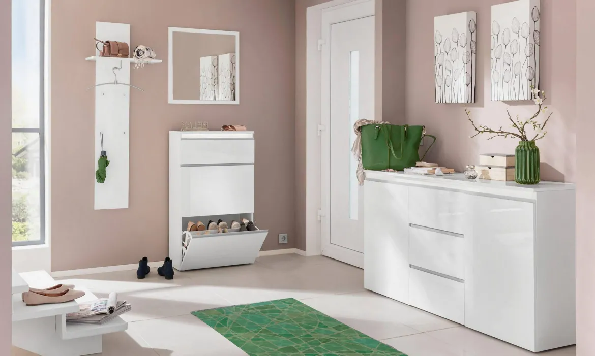 Credenza bianco lucida 150x40x81h cm 3 ante - Andesina