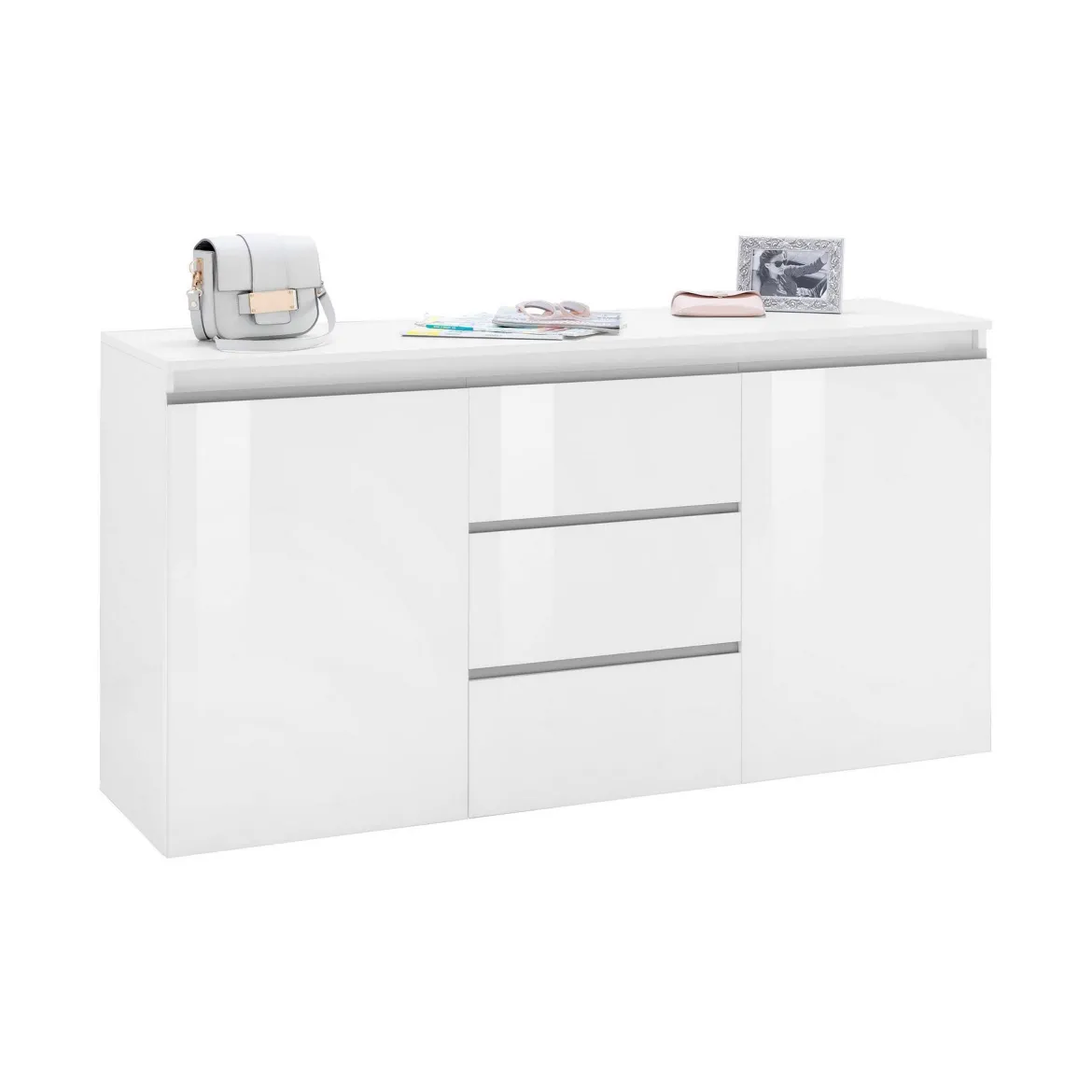 Credenza bianco lucida 150x40x81h cm 3 ante - Andesina