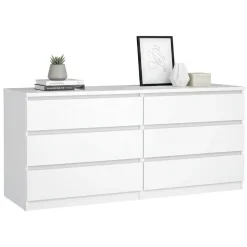 Credenza bianco lucida 153x50x68h cm 6 cassetti - Joyce
