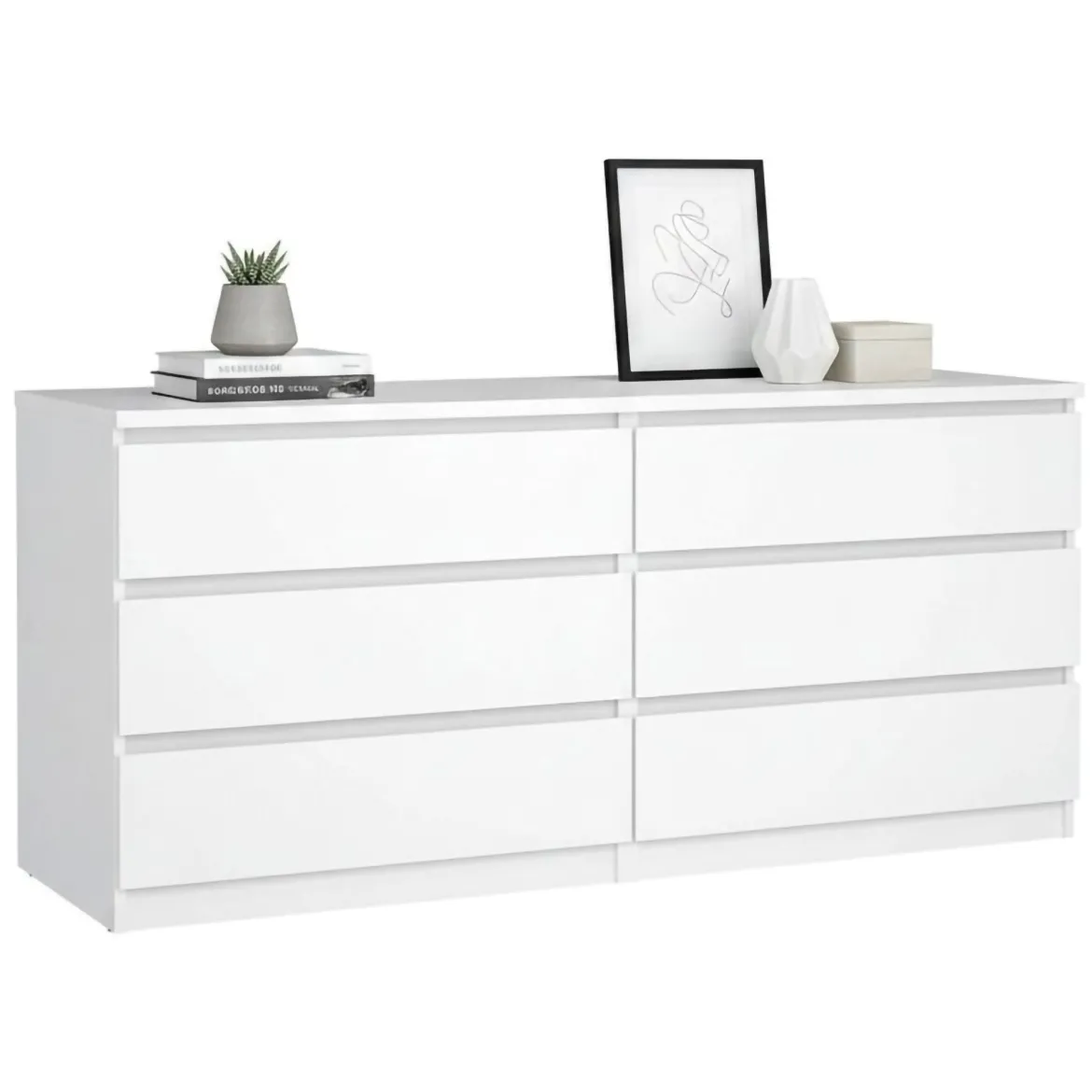 Credenza bianco lucida 153x50x70h cm 6 cassetti - Abacadabra