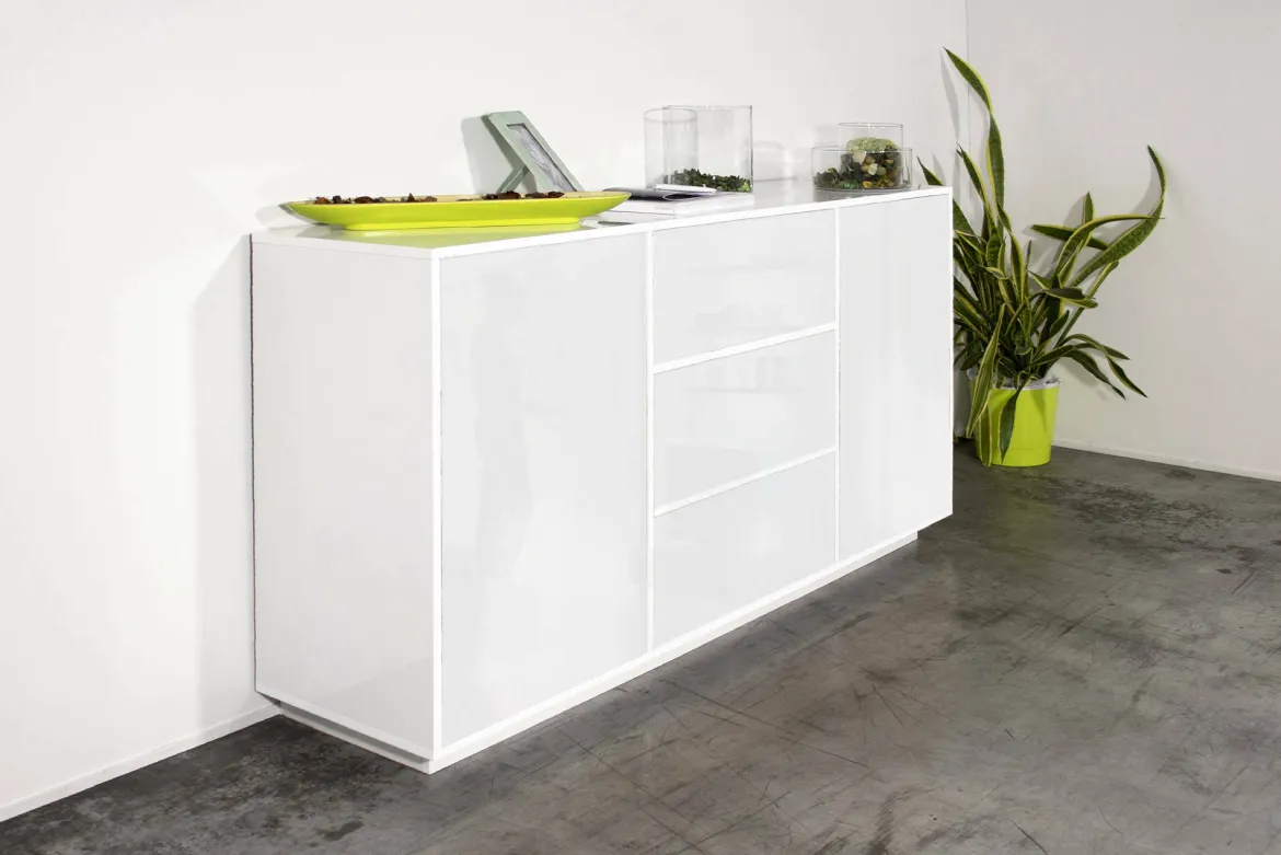 Credenza bianco lucida 160x45x86h cm 4 ante - Muscari
