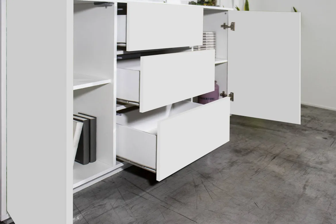 Credenza bianco lucida 160x45x86h cm 4 ante - Muscari