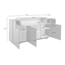 Credenza bianco lucida 162x44x86h cm 4 ante - Augusto