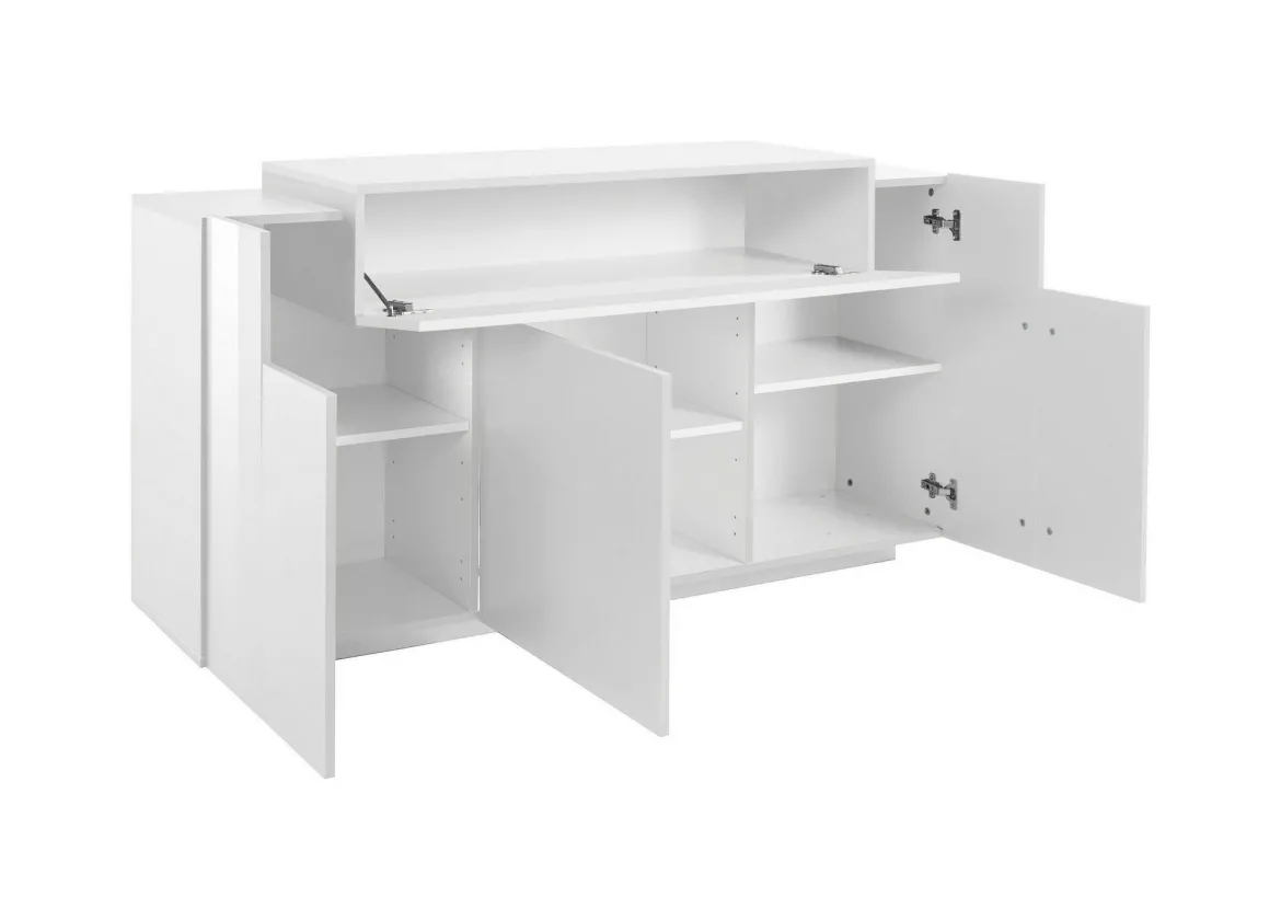 Credenza bianco lucida 162x44x86h cm 4 ante - Augusto