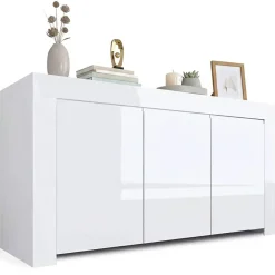 Credenza bianco lucida 162x50x83h cm 3 ante - Zenobia