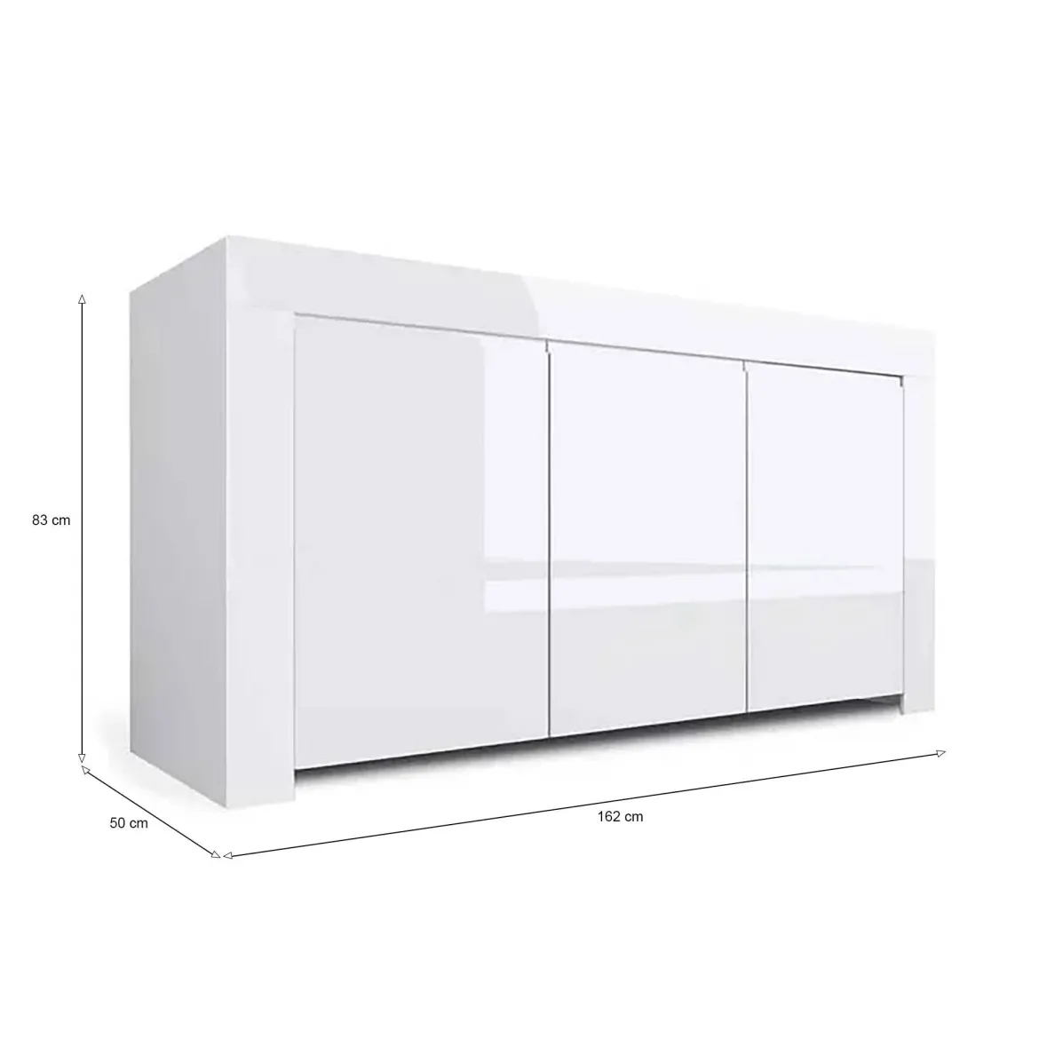 Credenza bianco lucida 170x40x60h cm 2 ante e 3 cassetti - Andie