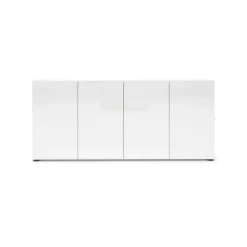 Credenza bianco lucida 180x41x86h cm 4 ante - Aulina