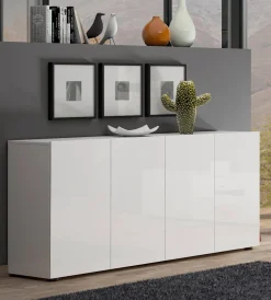 Credenza bianco lucida 180x41x86h cm 4 ante - Aulina