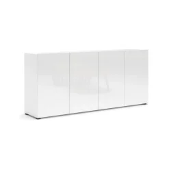 Credenza bianco lucida 180x41x86h cm 4 ante - Aulina