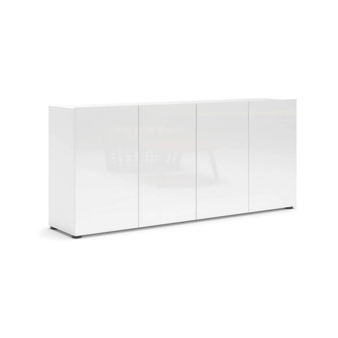 Credenza bianco lucida 180x41x86h cm 4 ante - Aulina