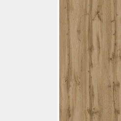 Credenza Bianco Lucido Marrone Rovere 7 Ripiani Apertura Battente 200x35x70h cm, 5 Ante Made in Italy - Cordele