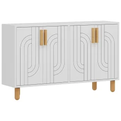 Credenza Bianco Marrone Rovere 2 Ripiani 4 Ante 120x30x74h cm, 4 Vani - Venerina