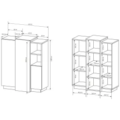 Credenza Bianco Marrone Rovere Nodi un Cassetto 2 Ripiani 119x33x80.5h cm, Apertura Battente e Scorrevole - Sanza