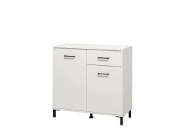 Credenza Bianco Nero 3 Ripiani 2 Cassetti 154x35x78h cm, 4 Ante - Barich