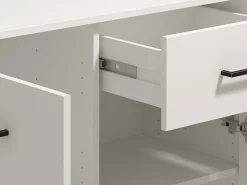 Credenza Bianco Nero 3 Ripiani 2 Cassetti 154x35x78h cm, 4 Ante - Barich