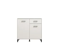 Credenza Bianco Nero 3 Ripiani 2 Cassetti 154x35x78h cm, 4 Ante - Barich