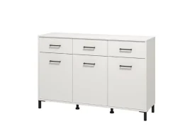 Credenza Bianco Nero 3 Ripiani 3 Cassetti 138x40x90h cm, 3 Ante - Laerru