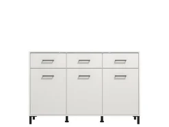 Credenza Bianco Nero 3 Ripiani 3 Cassetti 138x40x90h cm, 3 Ante - Laerru