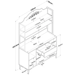 Credenza Bianco Nero 5 Ripiani 3 Cassetti 90x40x199h cm, 2 Ante - Solofra
