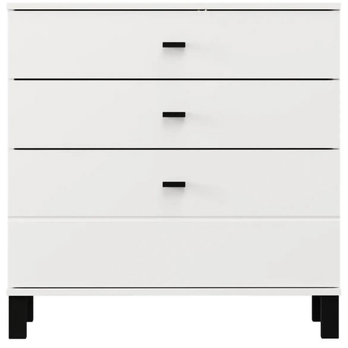 Credenza Bianco Opaco 3 Cassetti un Ripiano 77x35x78h cm, Apertura Scorrevole - Mindo
