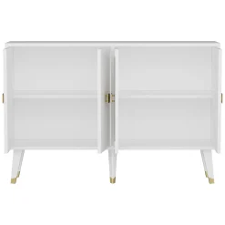 Credenza Bianco oro 2 Ripiani 4 Ante 120x30x80h cm, Effetto Geometrico - Thiene