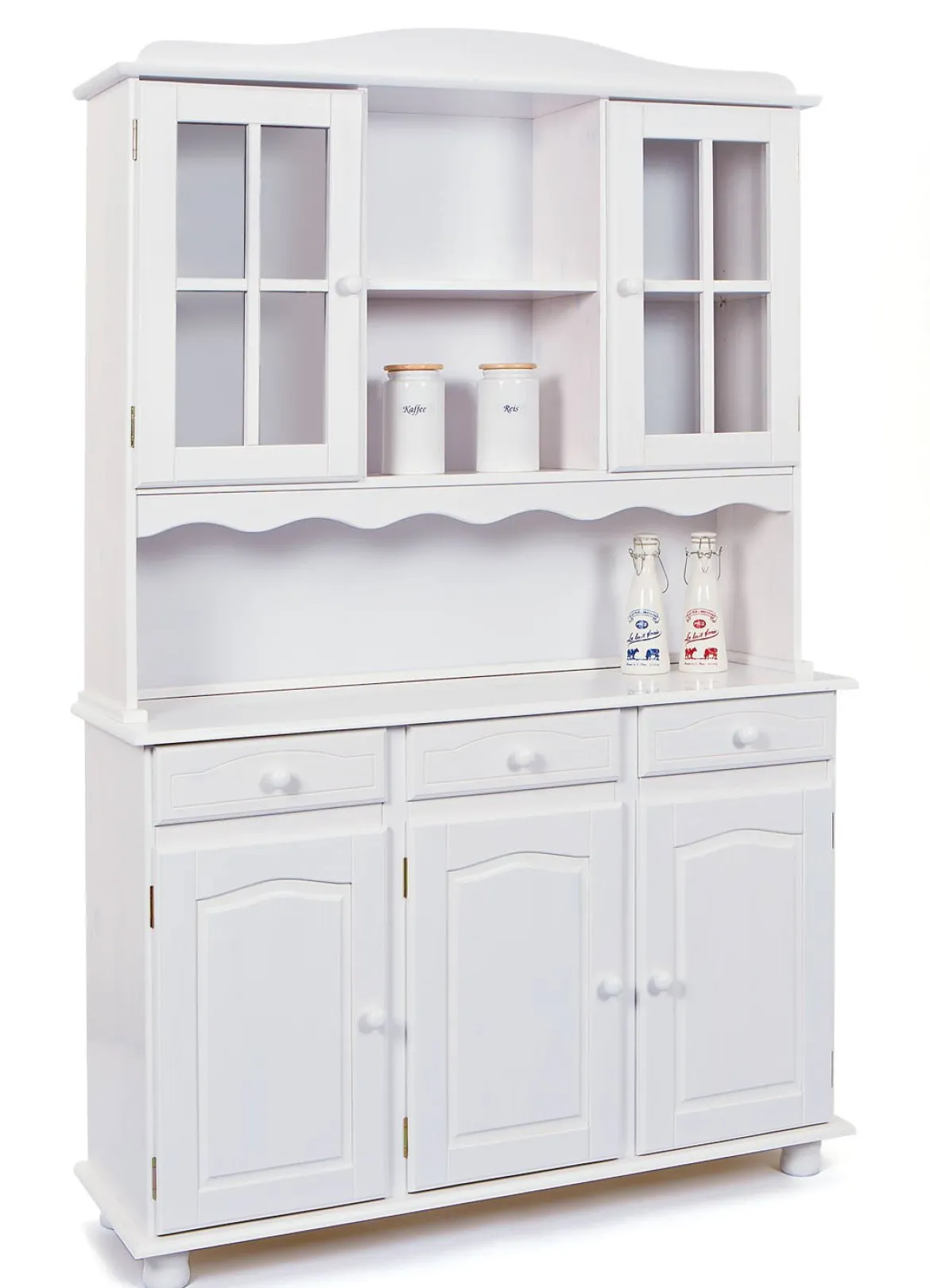 Credenza Bianco 6 Ripiani 3 Cassetti 130x32x198h cm, 5 Ante - Presezzo