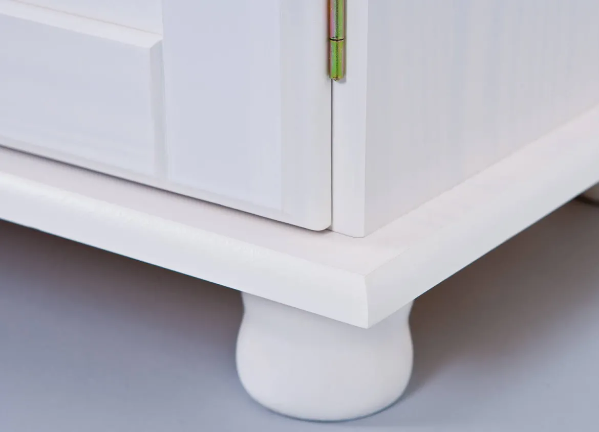 Credenza Bianco 6 Ripiani 3 Cassetti 130x32x198h cm, 5 Ante - Presezzo