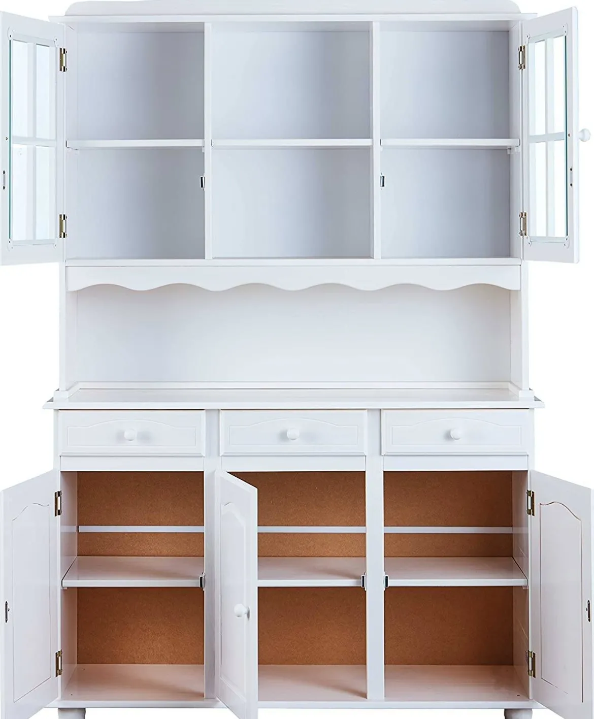 Credenza Bianco 6 Ripiani 3 Cassetti 130x32x198h cm, 5 Ante - Presezzo