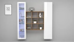 Credenza Bianco 14 Ripiani 19 Vani 40x30x180h cm, 2 Ante - Colonno