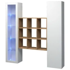 Credenza Bianco 14 Ripiani 19 Vani 40x30x180h cm, 2 Ante - Colonno