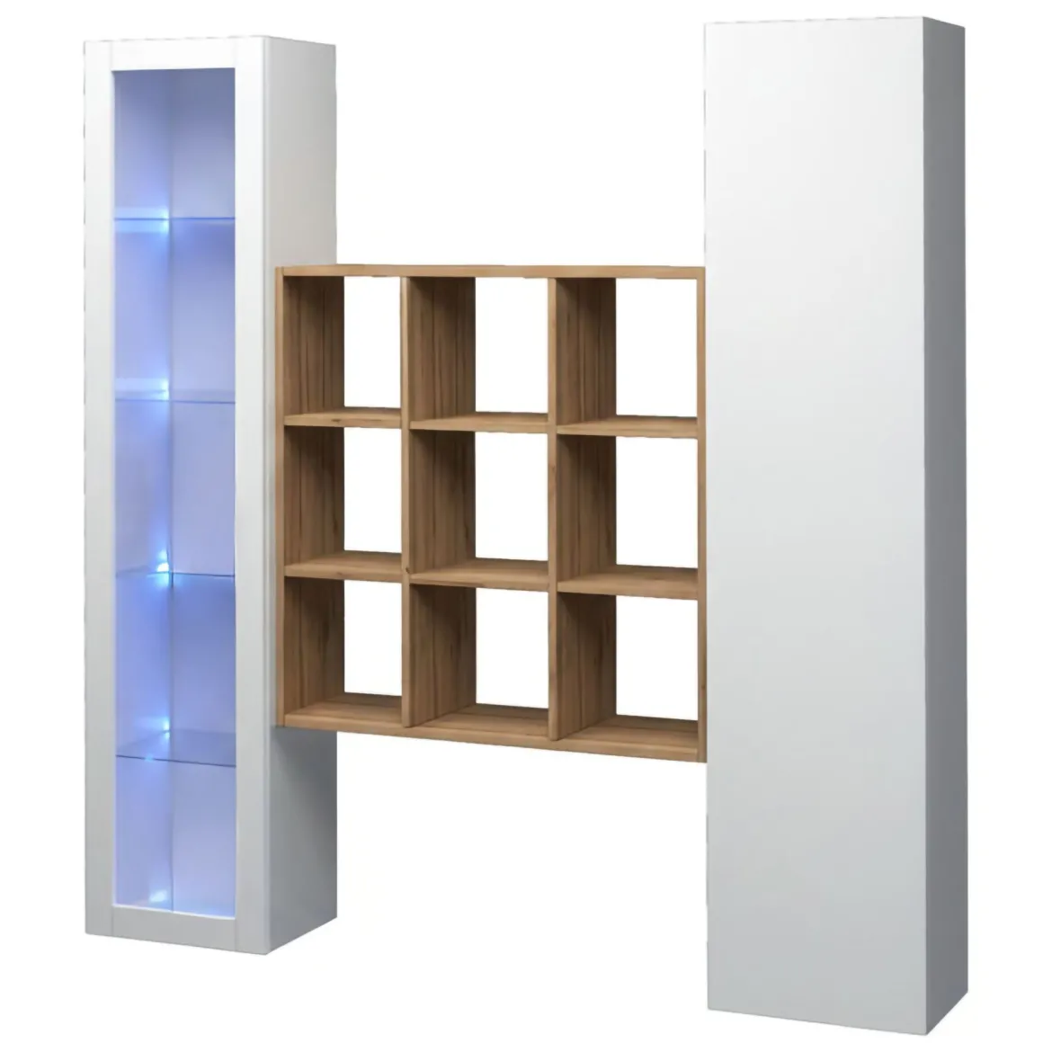 Credenza Bianco 14 Ripiani 19 Vani 40x30x180h cm, 2 Ante - Colonno